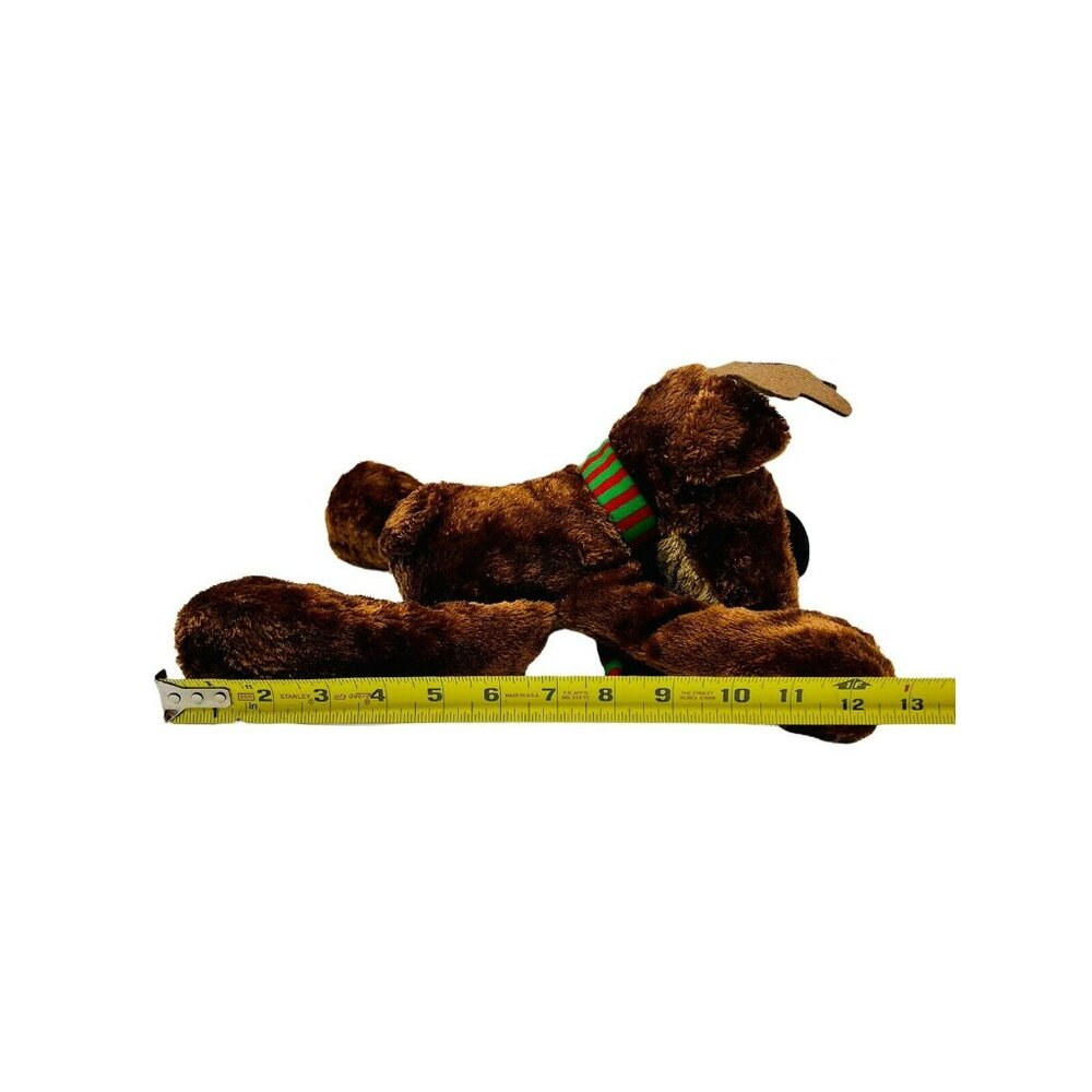 Hallmark Rodney Reindeer Plush Vintage Red Green‎ Stripe Scarf 12" - Picture 6 of 6